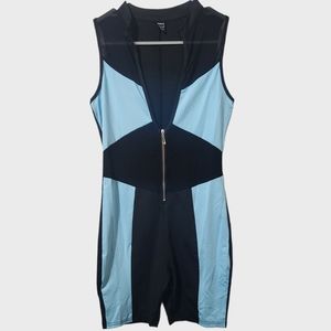 Black and Blue Sleeveless Romper
